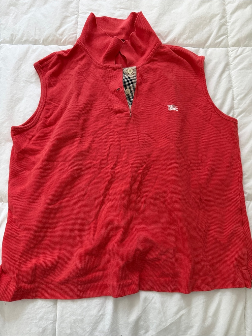 Burberry Casual Red Sleeveless Polo Top